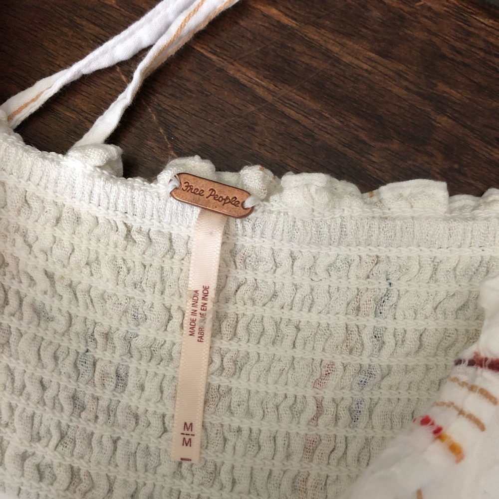 Free People Cream Blouse with Multicolor Stitching - Picture 2 of 7